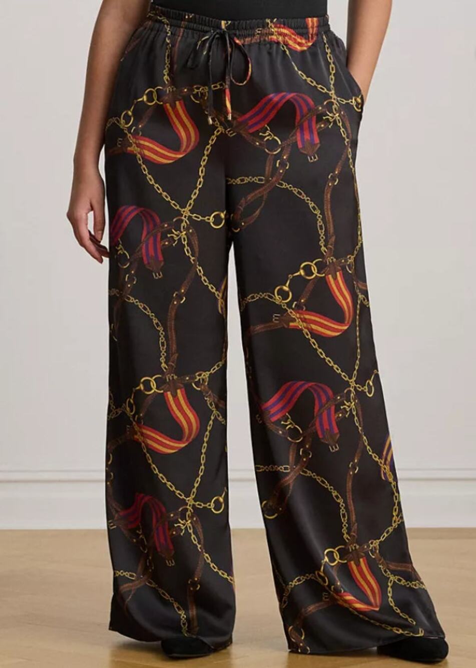 Lauren Ralph Lauren Women's Belting-Print Crepe Wide-Leg Pant 3X